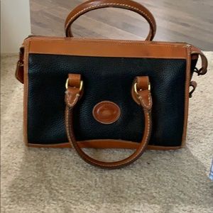 Dooney & Bourke Black and Tan Leather Satchel